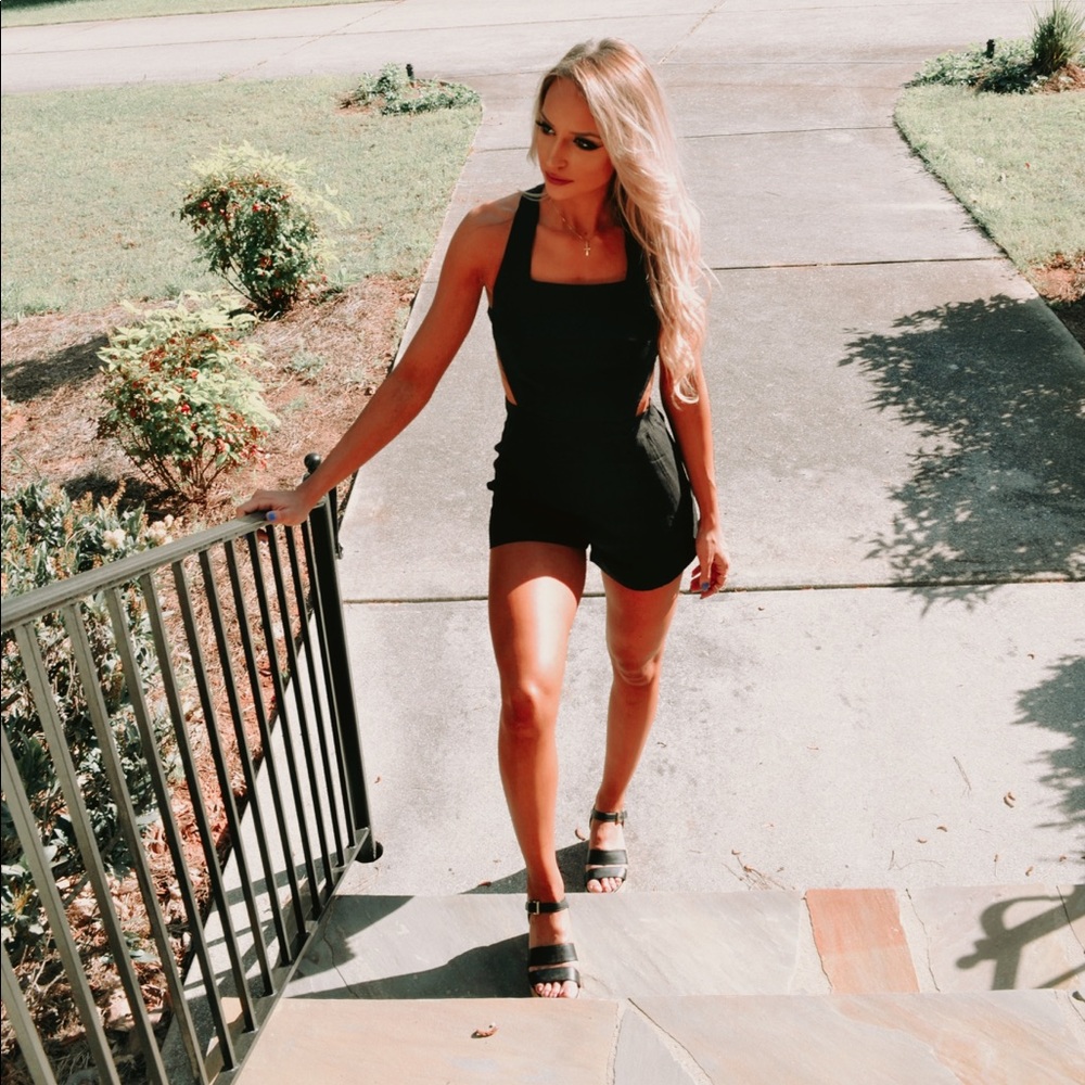 Open-Back Black Romper